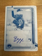 2025 Topps Chrome Hunter Bigge Cyan Printing Plate Autograph 1/1 Tampa Rays