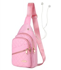 Pink Crossbody Small Sling Backpack Bag Women Chest Daypack Travel Sport Hiking
