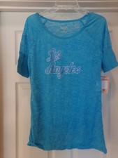 LA Dodgers WOMAN'S Sparkle Blue Soft Fit (XL) Aliysa Milano Touch Shirt NWT $33