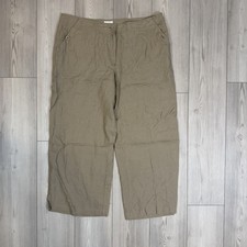 Chico  s 3 US XL Natural Beige 100 Linen Ankle Pants 27  Inseam Pockets