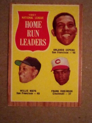 1962 Topps - League Leaders Willie Mays, Frank Robinson, Orlando Cepeda #54