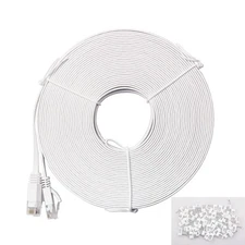 Cat 6 White Flat Shielded Ethernet Network Cable 65 FT, High Speed 10Gbps LAN...