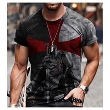 Crusader Cross Knights Templar Men's T-shirt   Christian Warrior Of God Tee Shir