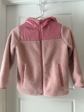Girls 8 Lands End Pink Sherpa Zip Up Fleece Jacket with Pockets