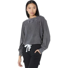 We The Free Women's Free People Fun Times Turtle Thermal Pullover Black- Size L