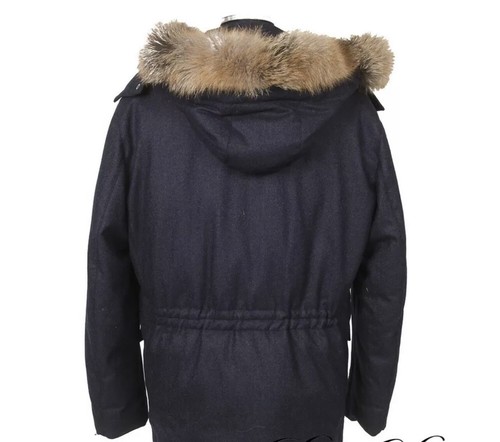 Cesare Attolini Napoli Navy Cashmere Mix Down Fill Fox Fur Hood Parka Coat 56EU - Picture 6 of 12