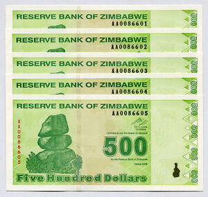 1 x Zimbabwe 500 Dollar banknote-2009/P-98 currency