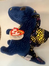 Ship from USA Ty Beanie Boo Saffire Plush Blue Speckled Dragon 6 inch Stuffed