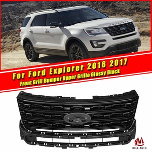 Front Grill Bumper Upper Grille For Ford Explorer 16 17 Glossy Black Ebay