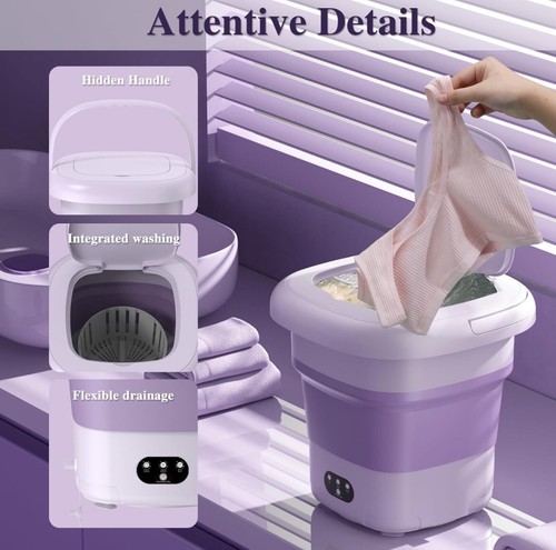 Small Portable Washing Machine, Mini Washer 9L High Capacity with 3 Modes - Picture 5 of 7