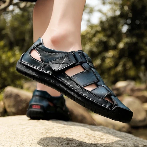 Summer Men Beach Sandals Handmade Non-slip Slippers Breathable Casual Shoes - Picture 15 of 24