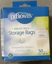 Dr. Browns Breast Milk Storage Bags 50 Bags, 6 Ounce, Sealed/Box May Have Damage