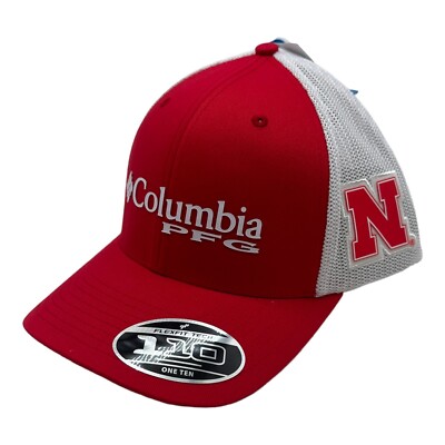 NWT Columbia PFG Nebraska Cornhuskers NCAA Snapback Hat Cap Mesh Back Trucker