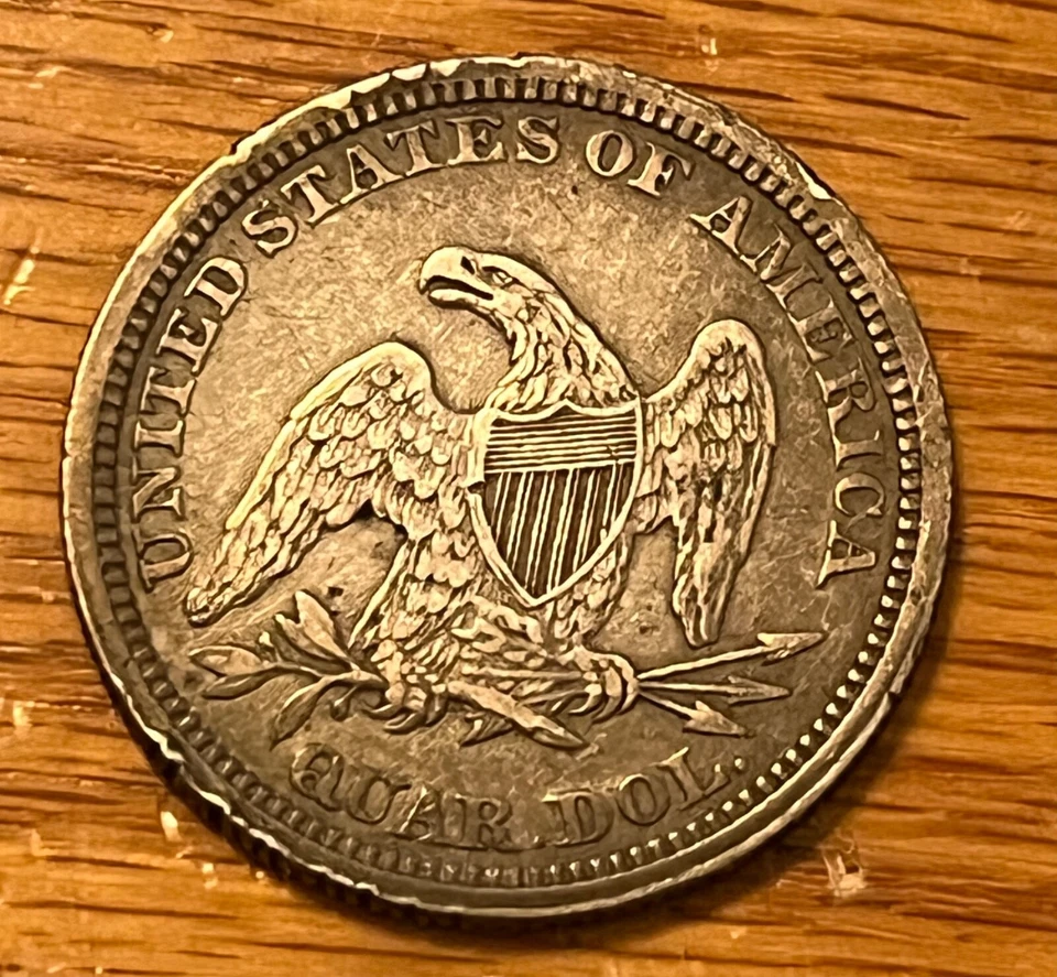 1864 seated Liberty quarter  , XF, a nice original coin , rare date - Image 2 of 4