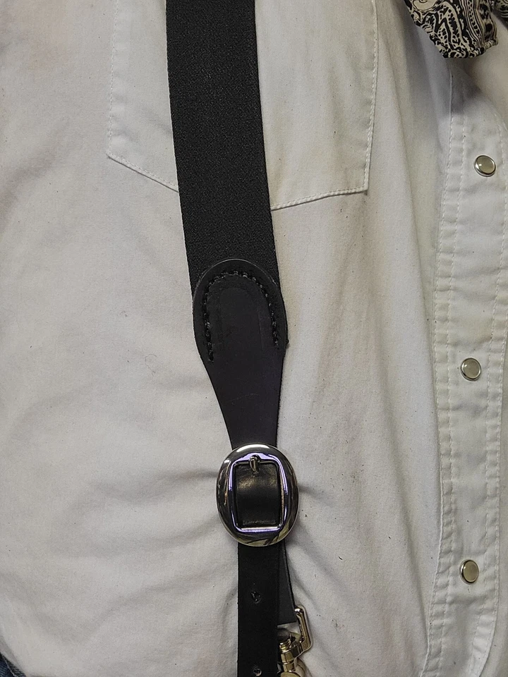 Mens  Belt Hook Y-Back Elastic Suspenders Black Heavy Duty Very Adjustable - Изображение 2 из 3