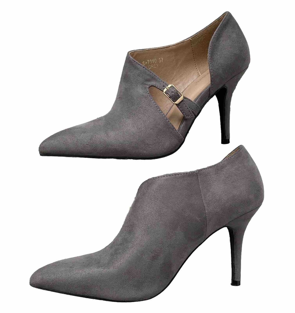 IDEAL SHOES Grey Suede Stiletto Court Shoes Heels (EU 37) WORN  ONCE!