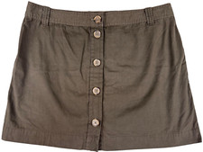 J. Crew Brown Button Front Womens 10 Casual Short Skirt Cotton Travel Casual
