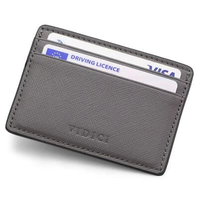 Vidici Saffiano Cuir Végétalien Titulaire de La Carte Portefeuille en Gris - Photo 1/3