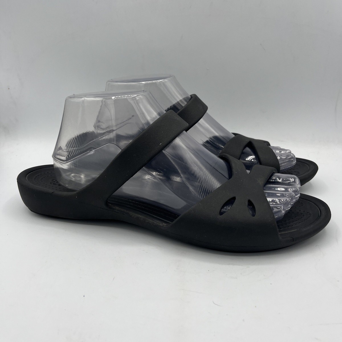 Crocs Kelli Women Size 11 Slides Black Iconic Comfort Flip Flops