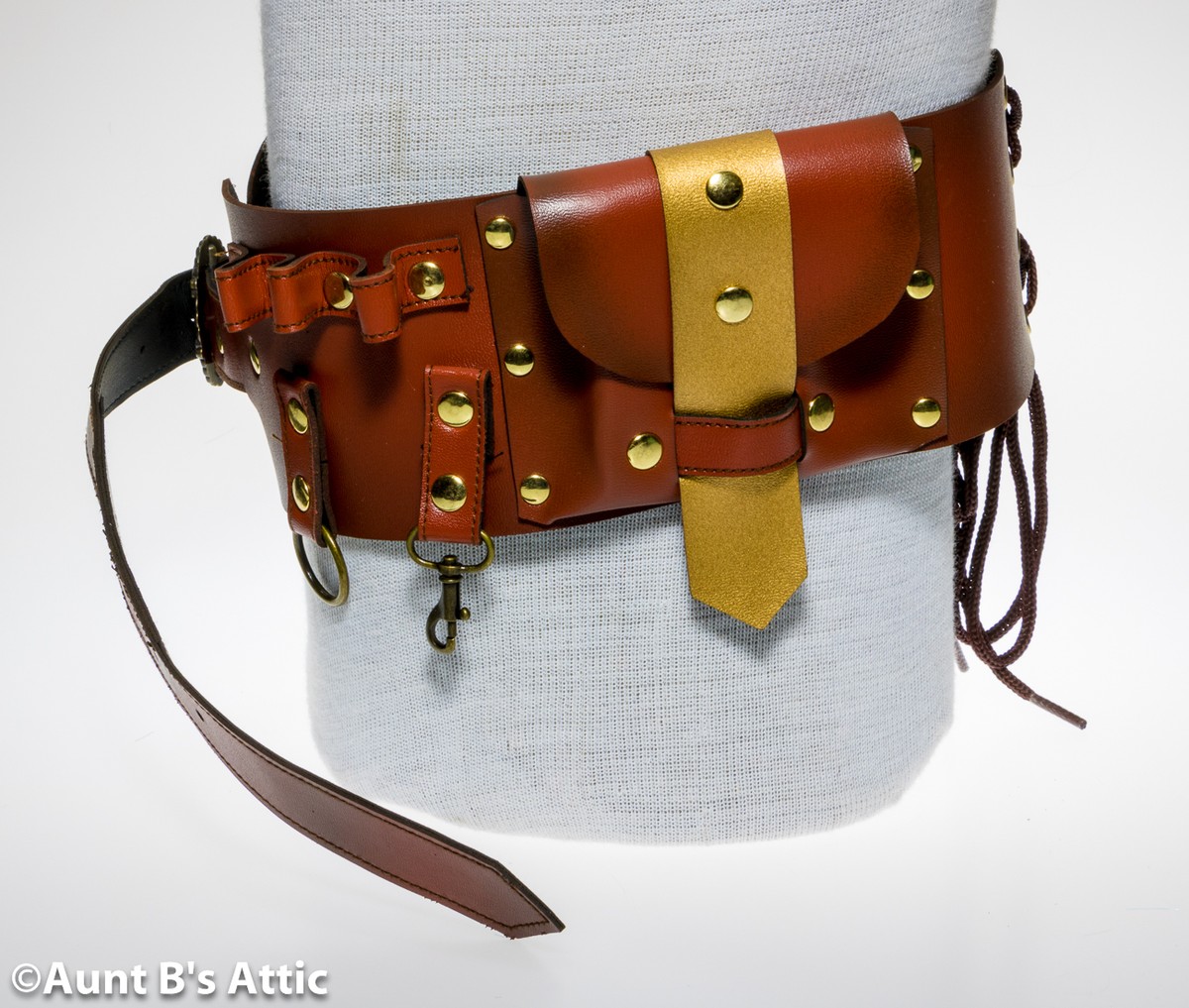 Steampunk Belt Faux Leather Adjustable Grommeted Belt With