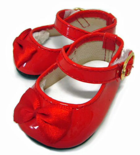 Chaussures brevetées rouges pour la Saint-Valentin avec arcs pour vêtements de poupée américaine 18 pouces - Photo 1 sur 3