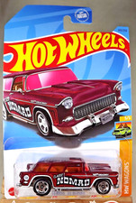2023 Hot Wheels #243 HW Wagons 5/5 CLASSIC '55 NOMAD Dark Red w/Chrome RS5 Spoke