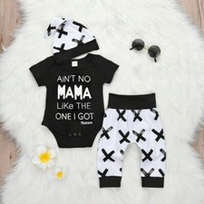 Newborn Kid Baby Boy Girl Clothes Jumpsuit Romper Bodysuit Pants Hat Outfits Set