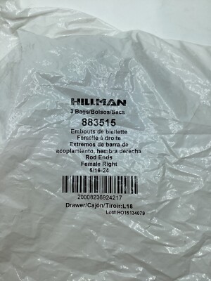 (QTY 3)  Hillman 883515 Right-Handed Ball Joint Rod End Female Threade5/16''- 24