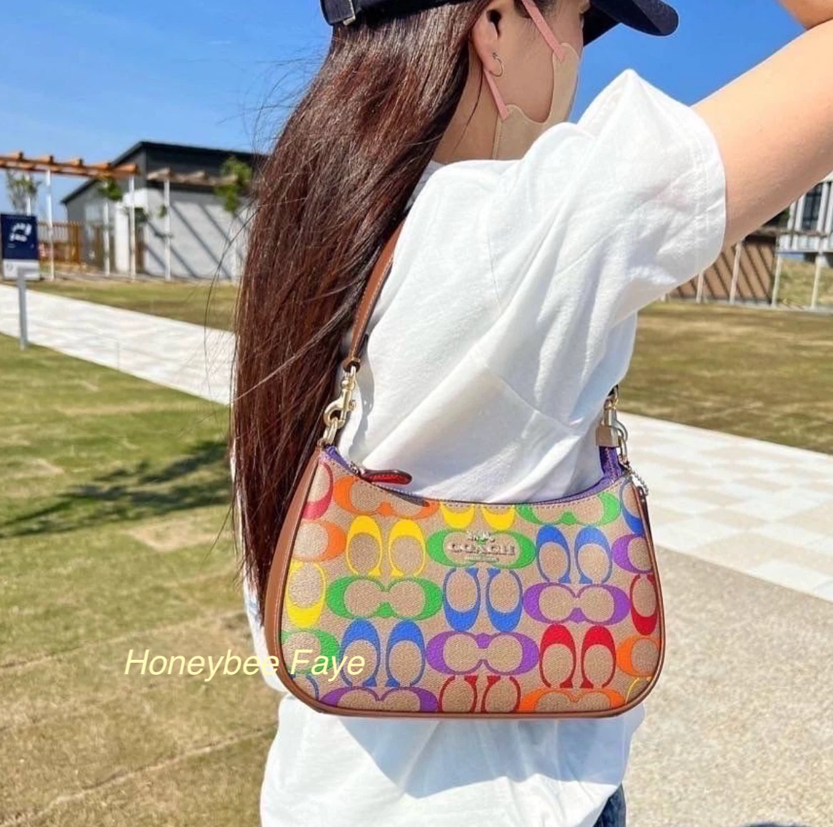 Coach Coach Teri Shoulder Bag In Rainbow Signature Canvas