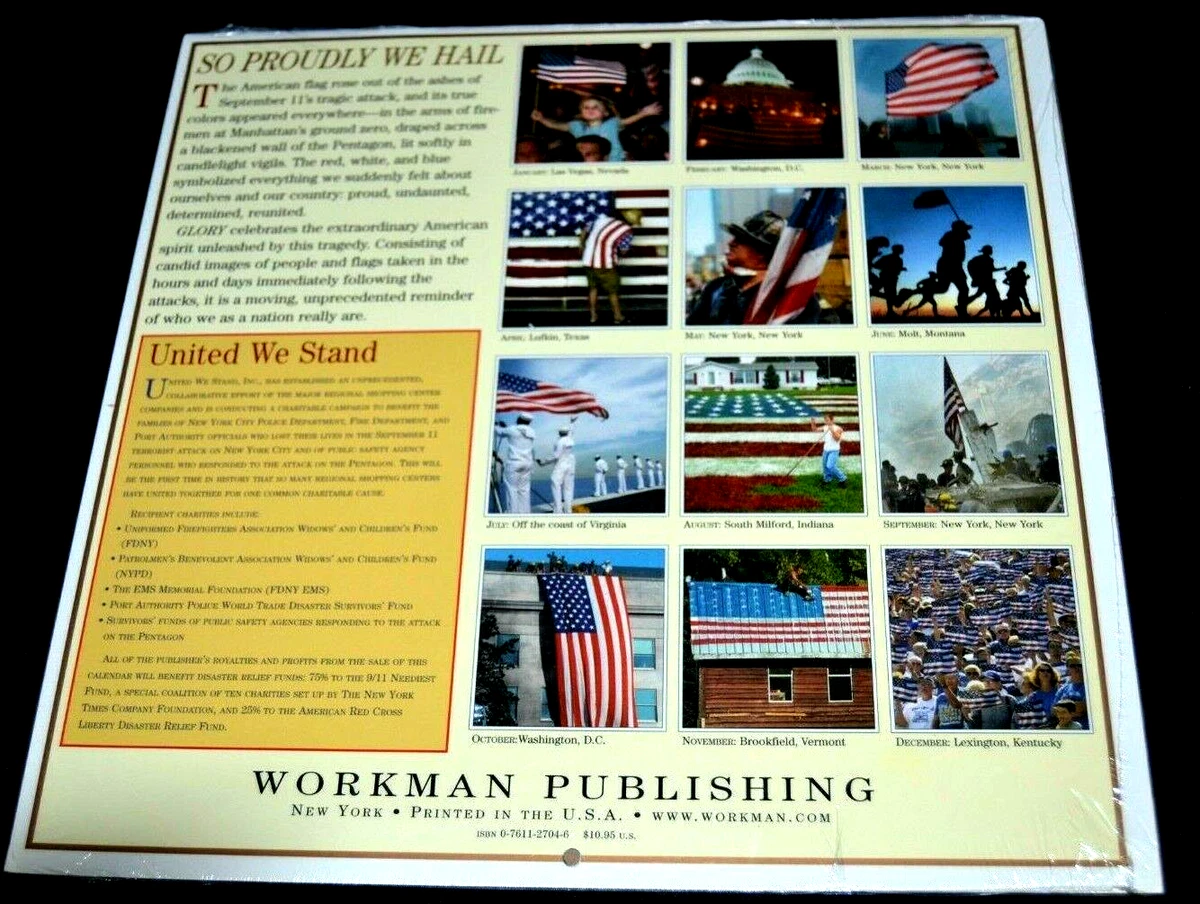 Wall Calendar 2002 GLORY UNITED WE STAND SPECIAL EDITION AMERICAN FLAG  SEALED! | eBay
