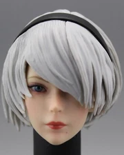 1/6 Robot 2B Girl Head Carving Sculpt Model Fit 12'' Figure