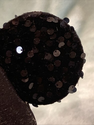 NWOT Disney Shiny Black Adjustable Child Strap Hat Cap Sequin Ears Mickey Mouse - Picture 4 of 8