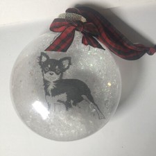 Chihuahua Holiday Christmas Tree  Floating  Ornament Faux Snow Glitter