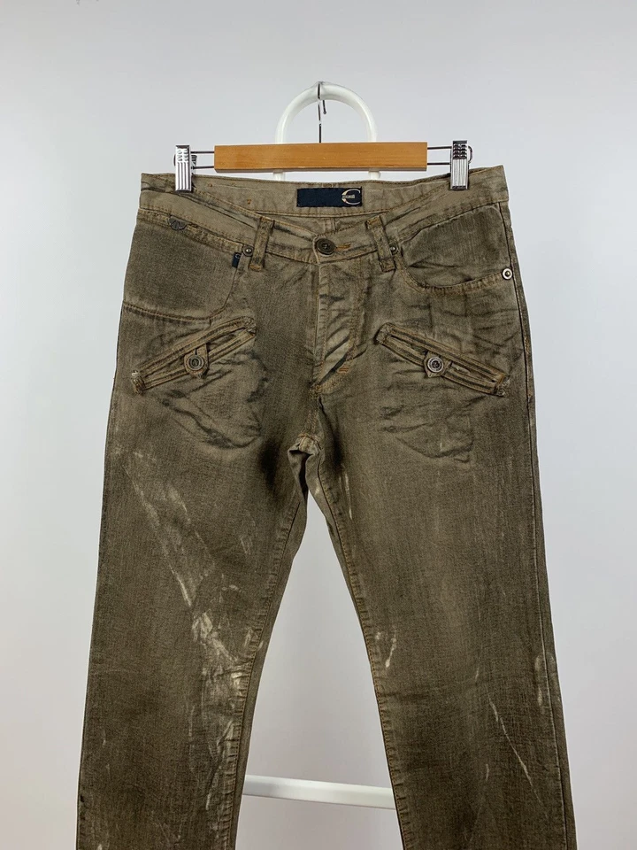 Men's Vintage Just Cavalli Dirty Brown Print Cargo Pants Size 31 - Image 3 of 4