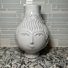 JONATHAN ADLER Utopia Caesar Cornelia Stoneware Vase Reversible Faces Light Gray