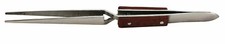 6.5" Fiber Grip Tweezers Cross Locking Reverse Action Straight Stainless Steel