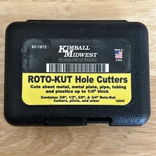 Kimball Midwest Roto-Kut Hole Cutter Mini-Kit 3/8" to 3/4" COMPLETE  82-1873 USA