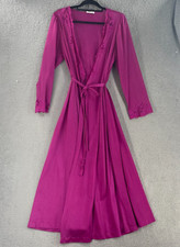 Vtg Lorraine Womens Robe Gown Lace Sleepwear Long Sz M Purple Nylon USA Retro