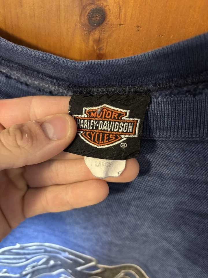 Vintage Harley Davidson Men’s Blue Crew Neck Size Large - Image 3 of 4