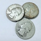 WASHINGTON SILVER QUARTERS LOT OF 3. 90% SILVER CIRCULATED COINS FREE SHIP #8828