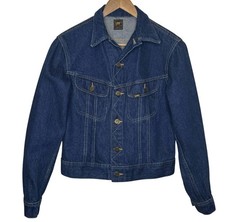 Vintage 1980's Lee Riders Slant Pockets Dark Wash Denim Trucker Jacket