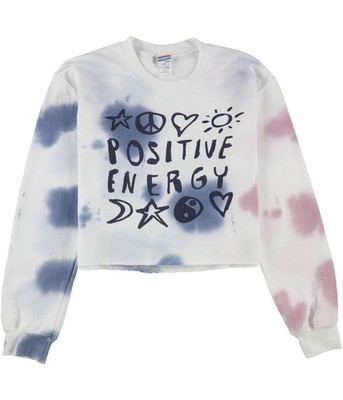 Junk Food Womens Positive Energy Crop Sweatshirt, white, L