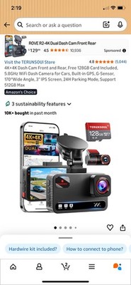 Dash  Camera Terunsoul D016 Dual Channel HD 4K Ultra Clear Recording With GPS