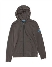 ADIDAS Womens Graphic Zip Hoodie Sweater UK 8/10 Small Grey Cotton CR15