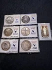 7 Christmas Themed Troy Ounce Silver Rounds And Bar