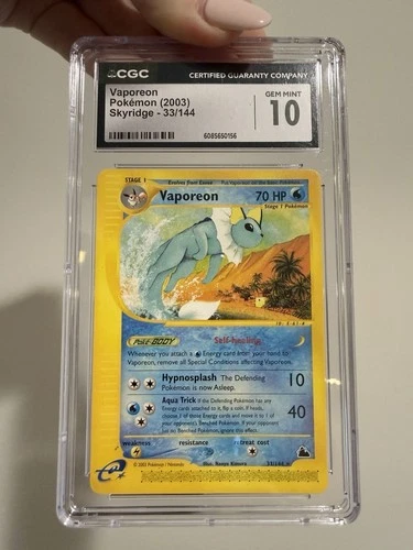 2003 Pokemon Skyridge Vaporeon 33/144 CGC 10 GEM MINT LOW POP only 37 - Vintage!