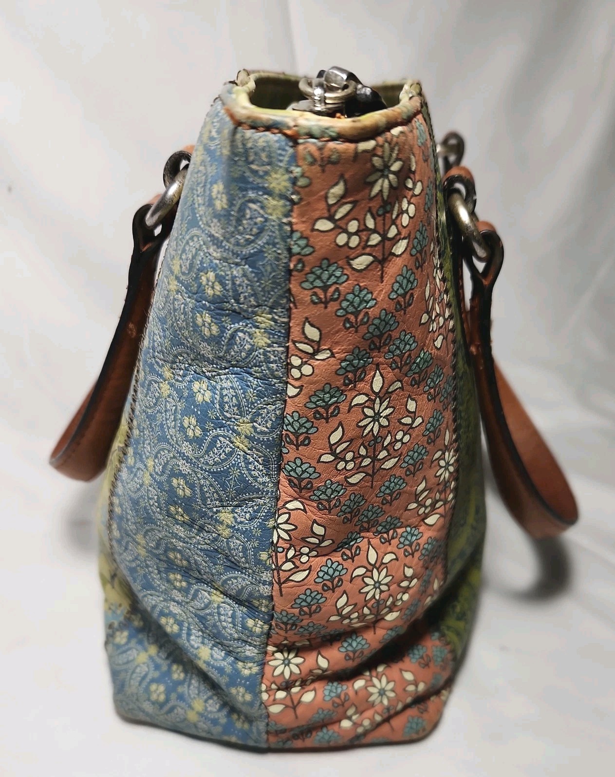 FOSSIL Multicolor Patchwork Leather Shoulder Bag … - image 4