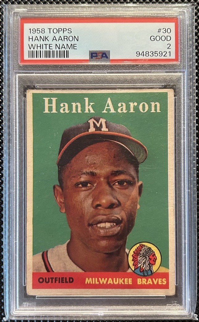 Hank Aaron 1958 Topps White Name PSA 2 Good [#30]