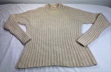 J. Crew Men's Sweater XL Cable Knit Fisherman Heavy Soft Lambs Wool Blend Cream