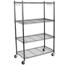 Shelving Storage Units on Wheels Casters, Adjustable Heavy Duty Metal Shelf W...